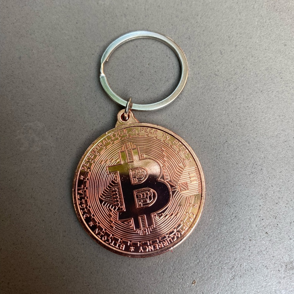 Bitcoin Keychain Rose Gold Plated Cryptocurrency